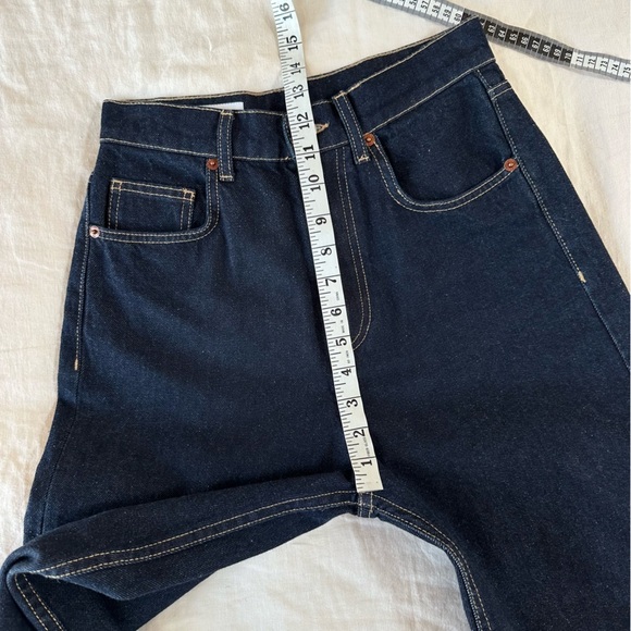 Zara Dark Wash Wide Leg Raw Hem Jeans Size 4 - Picture 7 of 8